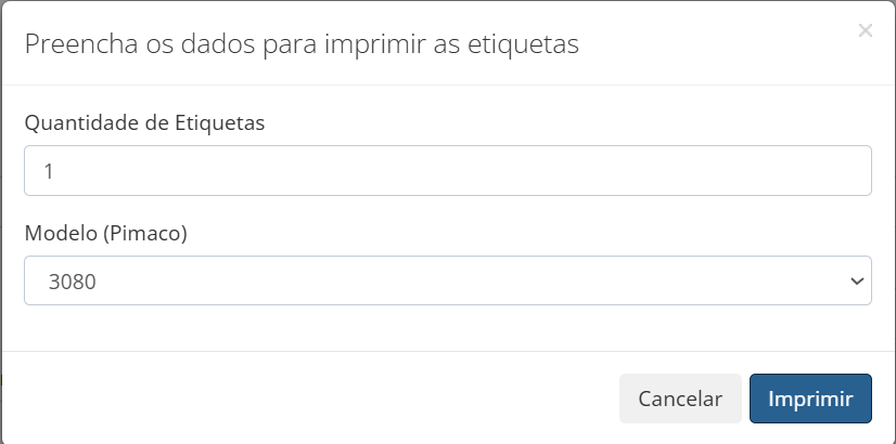 Tela para impressão de Etiquetas